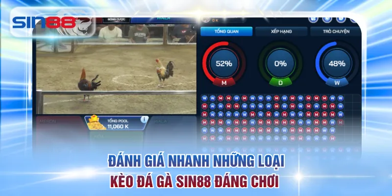 Đánh giá nhanh những loại kèo đá gà SIN88 đáng chơi 