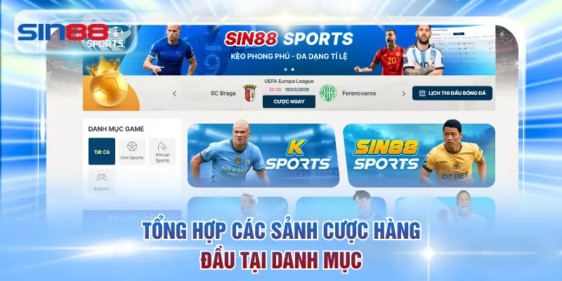 Tổng hợp các sảnh cược hàng đầu tại danh mục